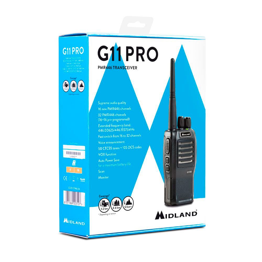 Walkie Talkie G11 Pro 32 canales PMR446 Midland - Imagen 3