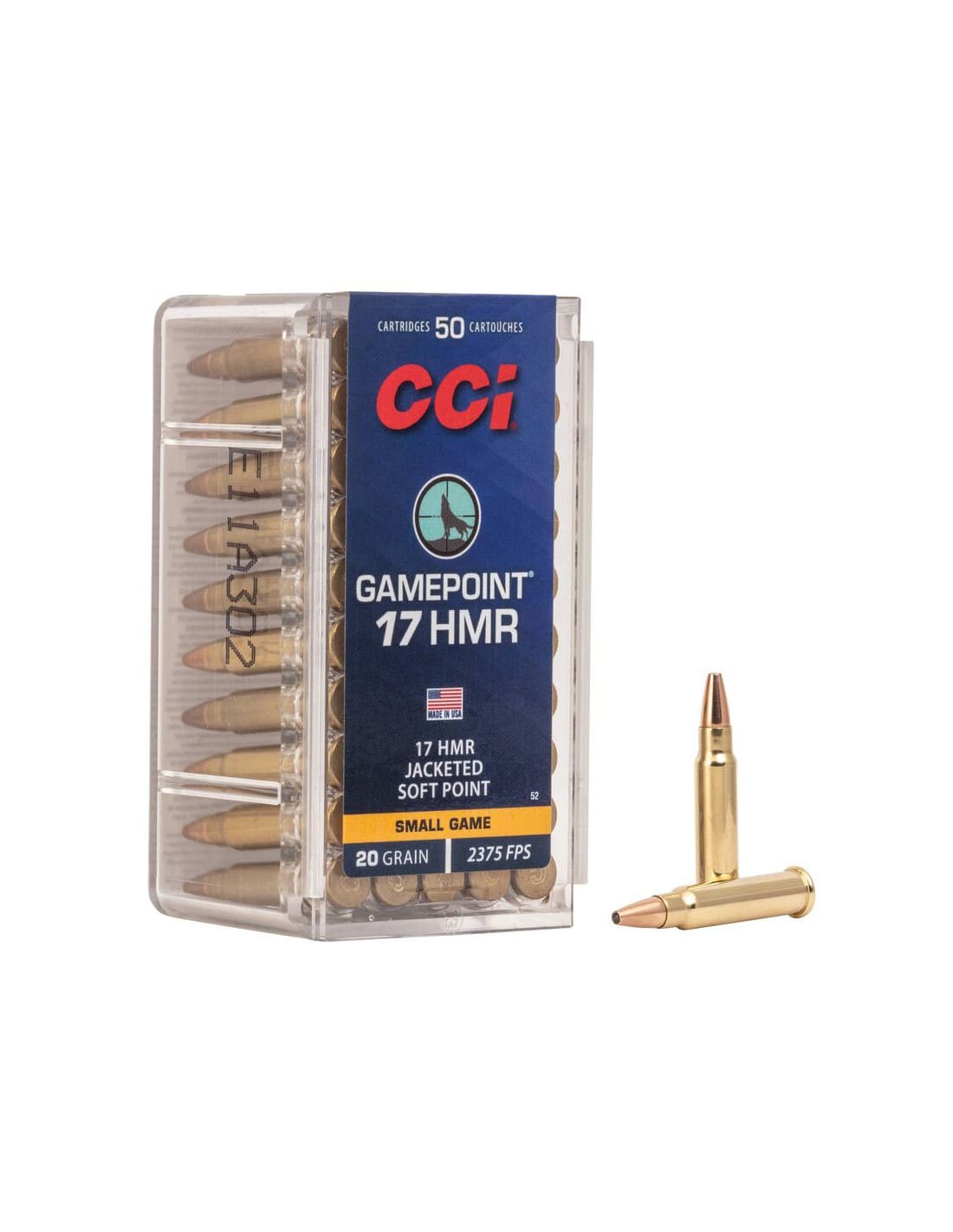 Munición metálica CCI Gamepoint - 17 HMR - 20 grains - JSP
