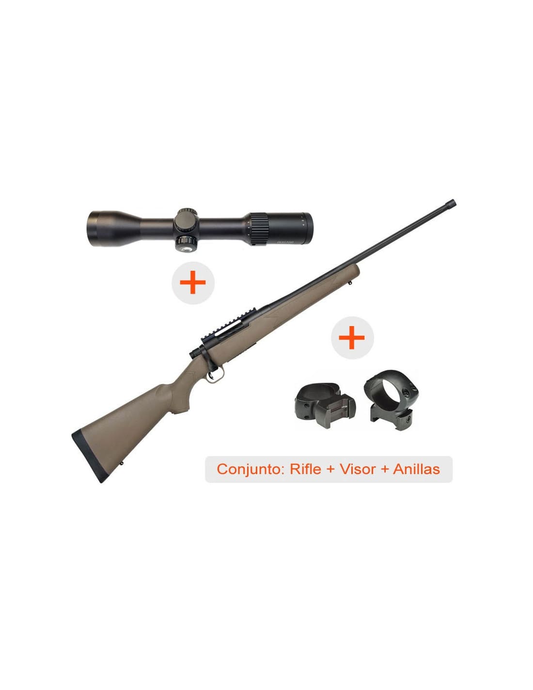 Rifle de cerrojo MOSSBERG Patriot Predator + Visor AVISTAR 1,5-6x42 R.I. + Anillas WEAVER Grand Slam